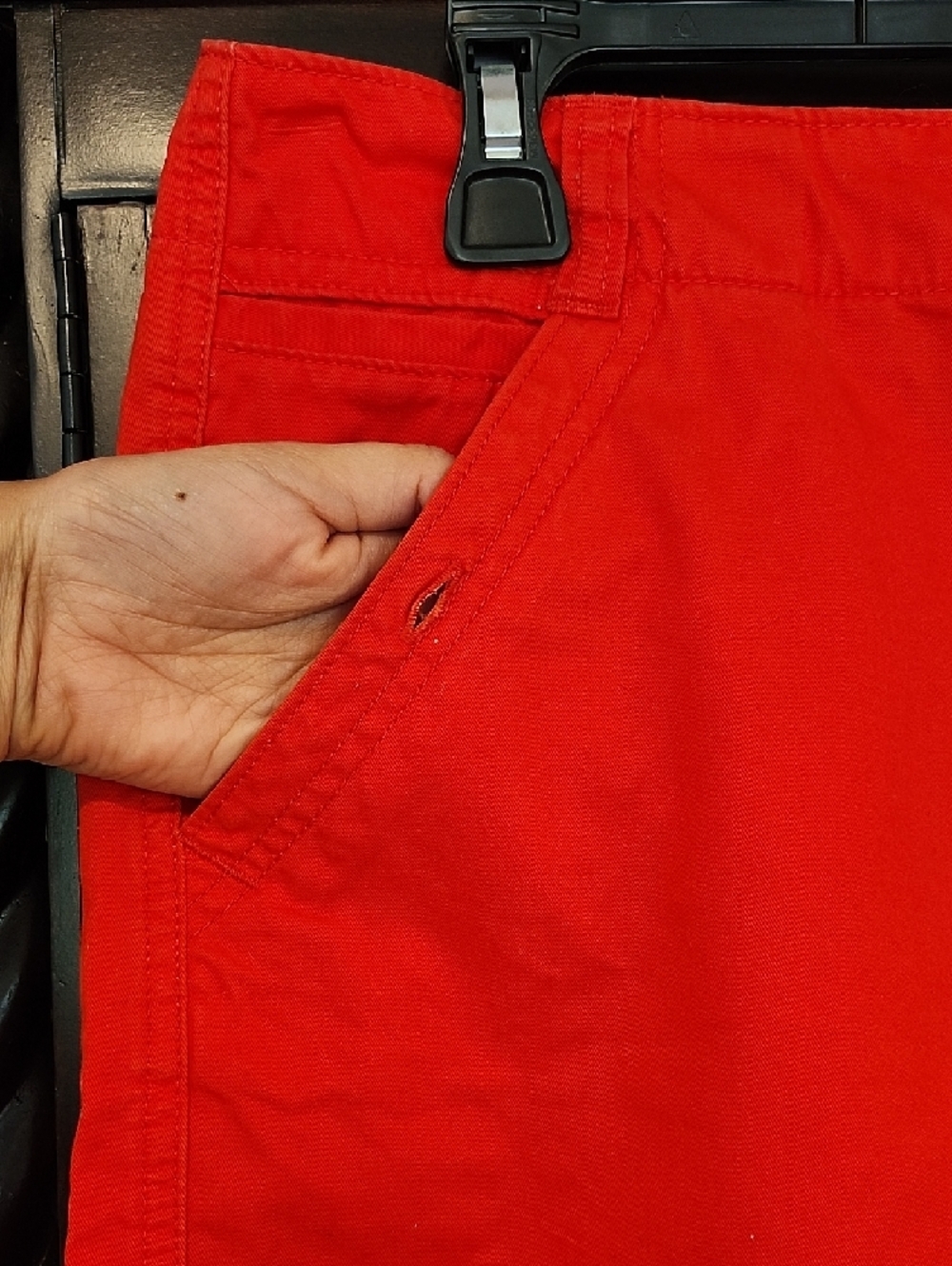 Tommy Hilfilger Bright Red-Orange Button-Front Skirt - Picture 3 of 9